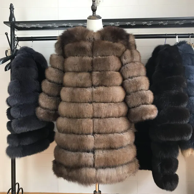 Imitated sable Женское меховое пальто из натурального Лисьего меха, натуральное зимнее натуральное Женское пальто из лисьего меха с меховым жилетом, пальто для девочек, женские жилеты, пальто с лисьим мехом - Цвет: Imitated sable