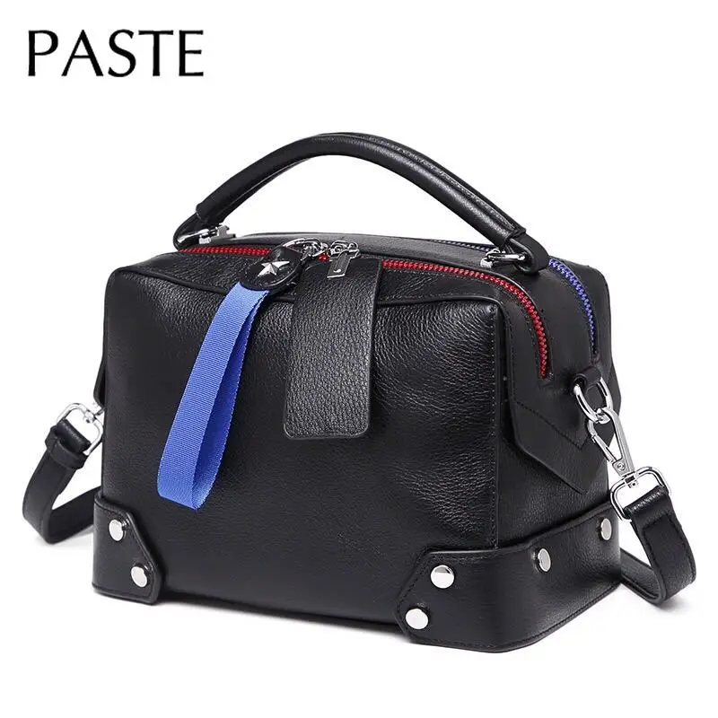

2019 Hit Color Women Flap Bag Genuine Leather Handbags Female Shoulder Bag Small 2 Shoulder Straps Cowhide Messenger Bag