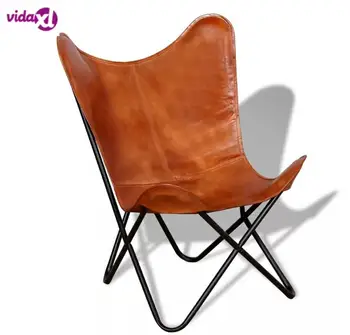 

vidaXL Portable Folding Butterfly Chair Upholstery PU Leather Living Room Furniture Lightweight Foldable Leisure Accent Chair