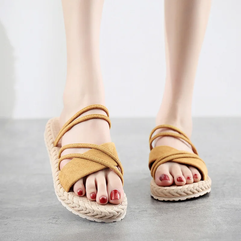 New-2020-Women-Summer-Shoes-Weave-Slippers-Woman-Casual-Fashion-Ladies-Flat-Home-Indoor-Slippers-Slides (4)