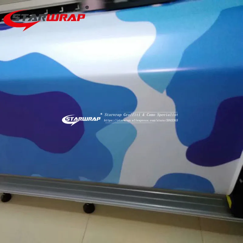 

Starwrap Camo Sticker Bomb Vinyl Wrap Blue Snow Camouflage Vinyl Bubble Free For SUV TRUCK Jeep Wraps