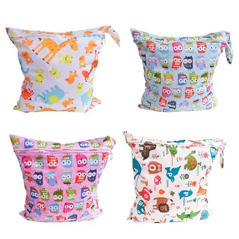 

1PC Reusable Waterproof Fashion Prints Wet Dry Diaper Bag Double Pocket Cloth Handle Wetbags 30*30CM Wholesale