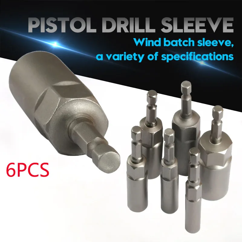 

6 Pcs 6mm-17mm Hexagonal Handle Impact Socket Wrench Screw Wind Batch Bolt and Nut Chrome Vanadium Steel Screwdriver Set Bits