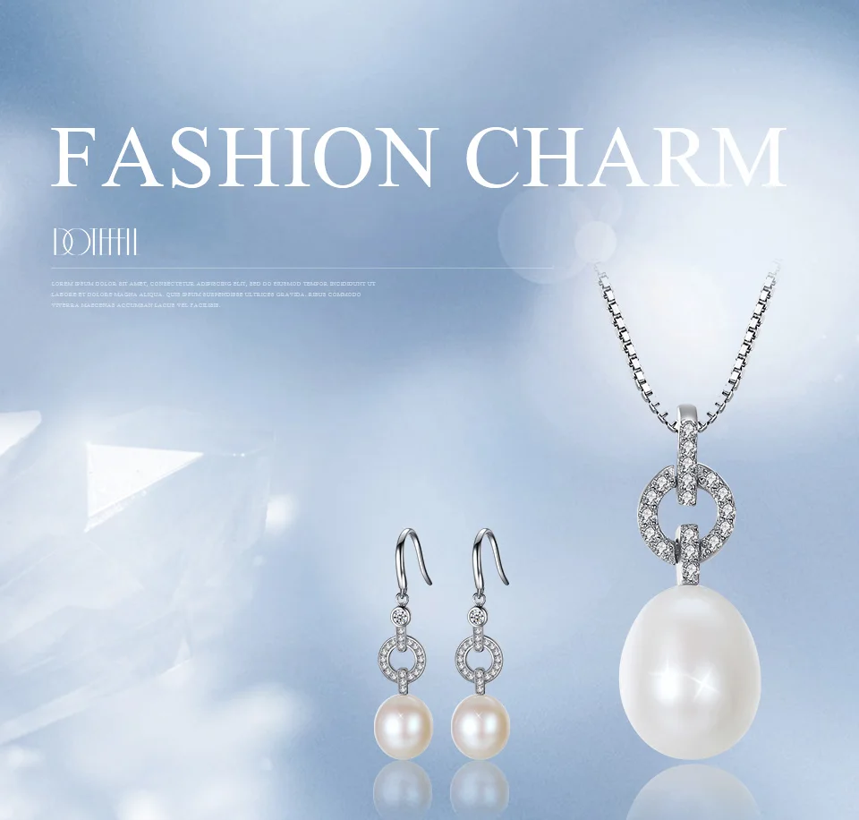 DOTEFFIL Hot Sale Pearl Jewelry Set Earring/Necklace Natural Freshwater Pearl 925 Silver Fine Jewelry For Women Christmas Gifts