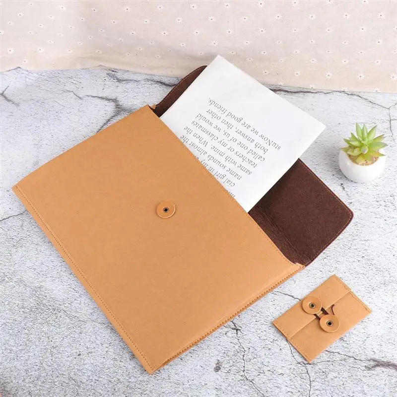 Kraft Paper File Pocket Waterproof Filing Bag Water Scrubbing Documents Pouch Retro Bags for Home Office School |