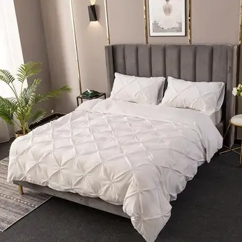 

Luxury Duvet Cover Set Queen King Size Pinch Pleat Brief Bedding Sets Comforter Cover Pillowcases