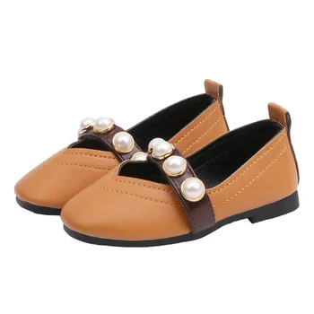 

Kids Baby Girl PU Leather Breathable Pearls Design Anti-Slip Princess Flats Toddler Soft Soled Walkers Shoes