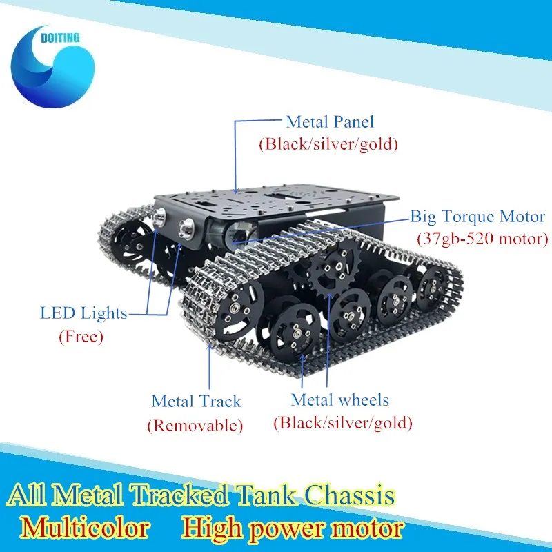 US $145.00 Allmetal Robot Tank Chassis Metal Intelligent Crawler Tank Chassis Aluminum Alloy Frame DIY Assembly Kit Arduino Development