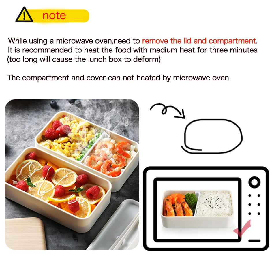 DTBPRQ Bento Box Plastic Lunch Box Office Car Can Microwave Oven Heating  Compartment Double Layer Lunch Box Kids Bento Lunch Box Back to School