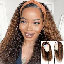

Ombre Headband Wigs Human Hair Water Curly Headband Human Hair Wigs For Women Brazilian Highlight Wigs Honey Blonde Wigs