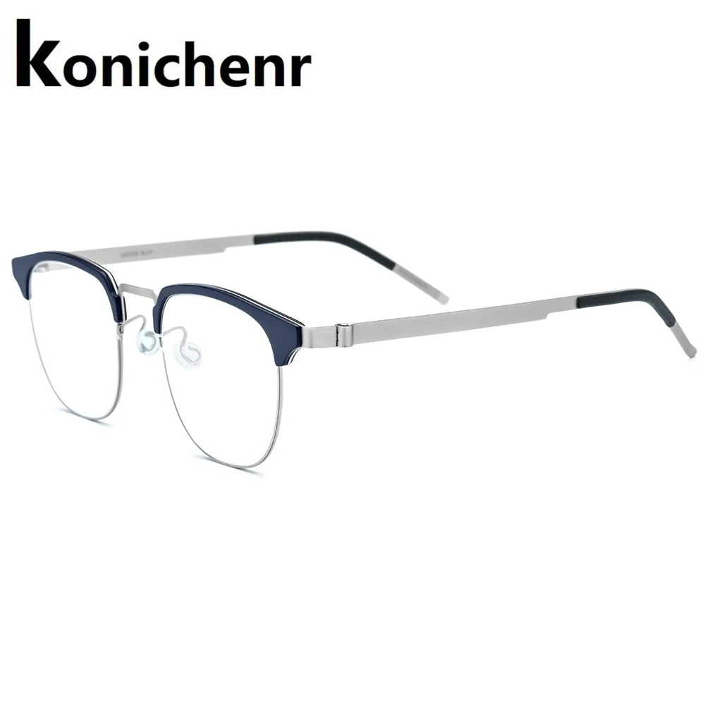 Konichenr Titanium Alloy Eye glasses Frames for Men Optical Myopia Prescription Eyeglass Frame Women Screwless Eyewear 28627