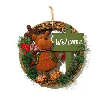 

Christmas Wreath for Front Door 14 Inch/35cm Door Wreaths Christmas Home Door Hanger Wall Car Decoration (Reindeer)