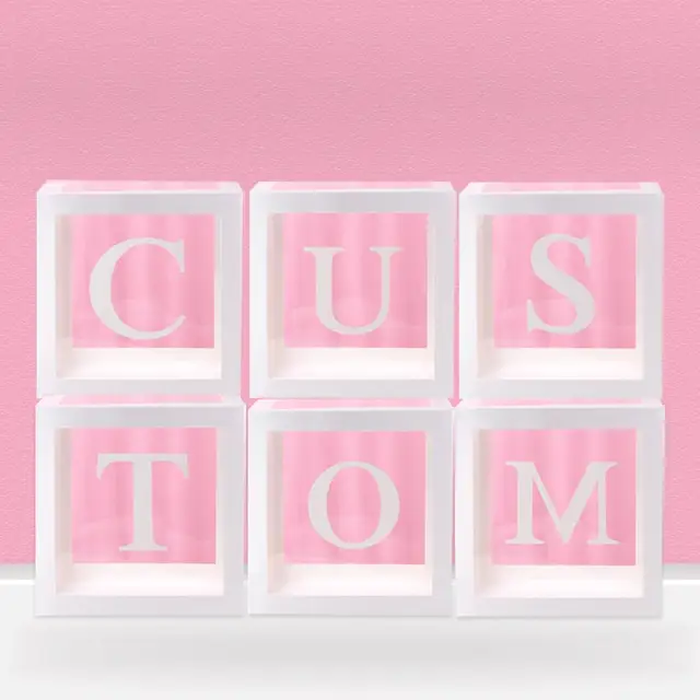 FENGRISE Alphabet Custom Transparent Box Baby Shower Boy Girl Wedding 1st Birthday Party Decoration Kids BabyShower