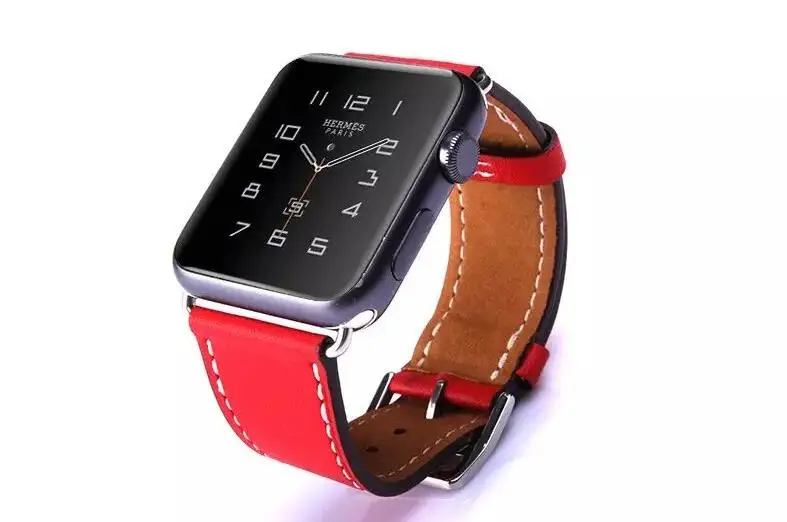 Новые модные кожаный ремешок 42 мм, 38 мм, 40 мм 44 мм для apple watch band 3/2/1 спортивные Бизнес для наручных часов iWatch, 4 strapseries 5 - Цвет ремешка: Красный