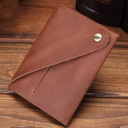 New Arrival Vintage Men's Genuine Leather Credit Card Holder Small Wallet Money Bag ID Card Case Mini Purse Coin Bag