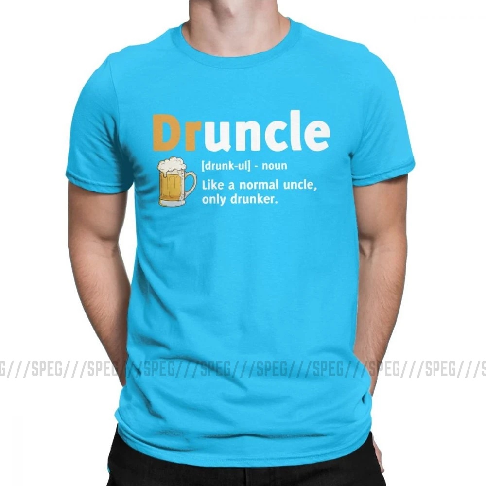 Druncle Drunkle Drunk Beer забавная футболка для мужчин с короткими рукавами, подарок для лучшего дяди, топы размера плюс, футболки, хлопковая футболка - Color: Medium Blue