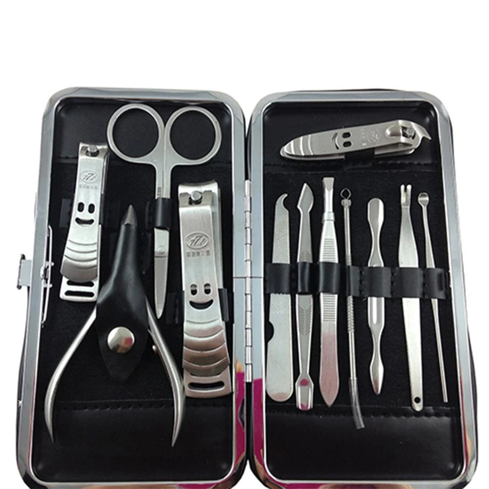 voeden slecht humeur Oranje 12 Pcs Stainless Steel Manicure Set Manicure Pedicure Set Nail Clippers  Scissors Grooming Kit PU Leather Box| | - AliExpress