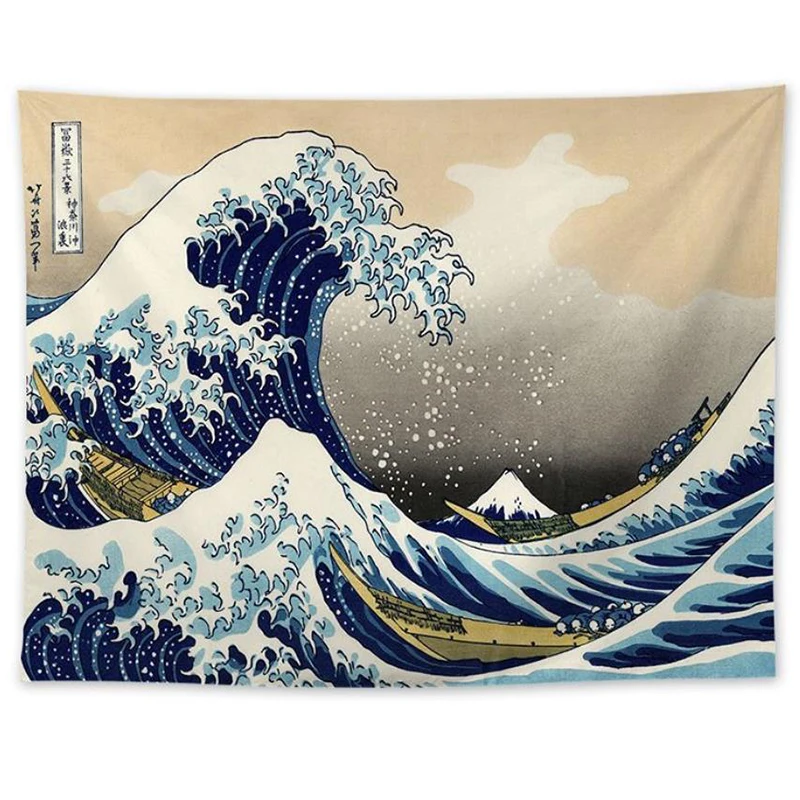 Wave Ukiyo-e японский КИТ канагава змея Кракен волны Картина гобелен Животное Змея настенные гобелены Бохо покрывало одеяло - Цвет: Wave