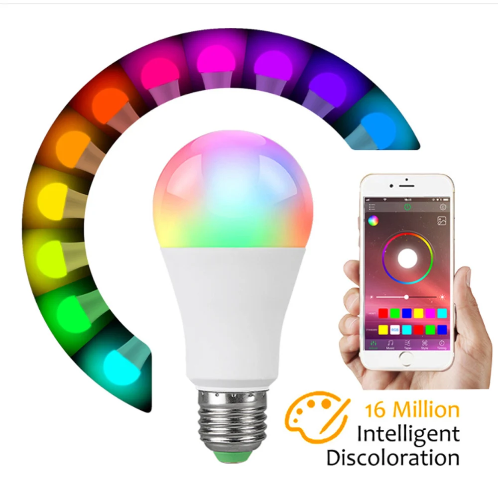 

LED Lights Bulbs Color Changing Bulb Dimmable Smart Bluetooth Bulb for Home Table Lamps 1pcs