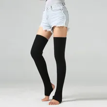 Зимние чулки для женщин; однотонные вязаные гетры до бедра; модные обтягивающие леггинсы; теплые гетры до колена; calcetines mujer