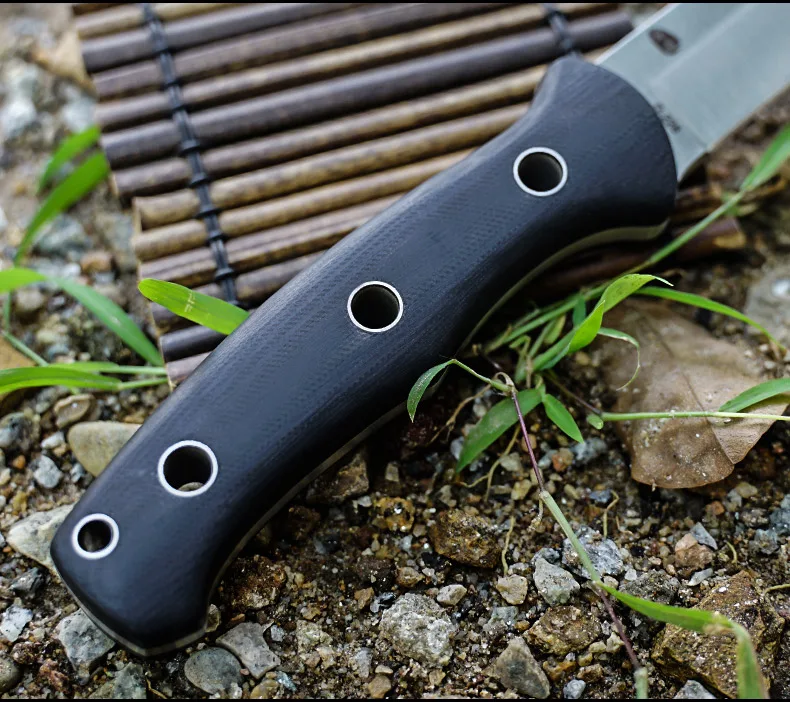 HX OUTDOORS 7Cr17mov Steel Camping Knife G10 Handle Survival Rescue Knives With K Sheath EDC Tool, Dropship