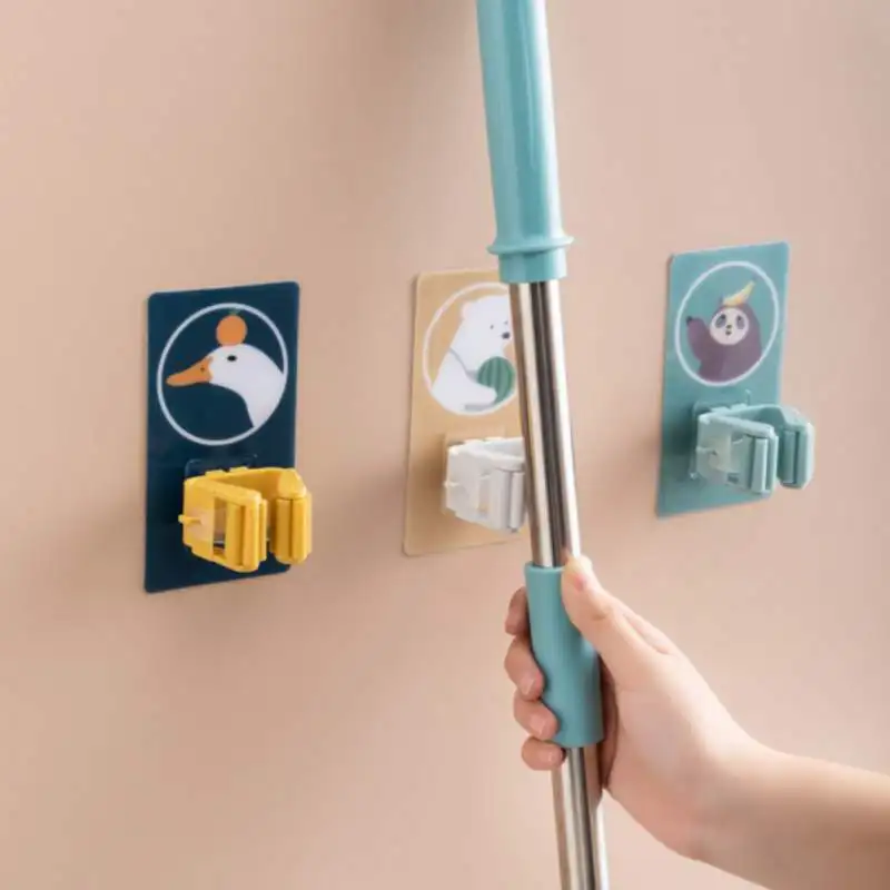 

Broom Holder Self Adhesive Storage Hanger Rack Wall Mounted Kitchen Mop Organizer