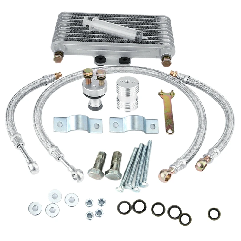 Motorcycle Engine Oil Cooler Cooling Radiator Kit 125Ml Aluminum Silver for Honda CB CG | Автомобили и - Цена: 4 714,82 руб.