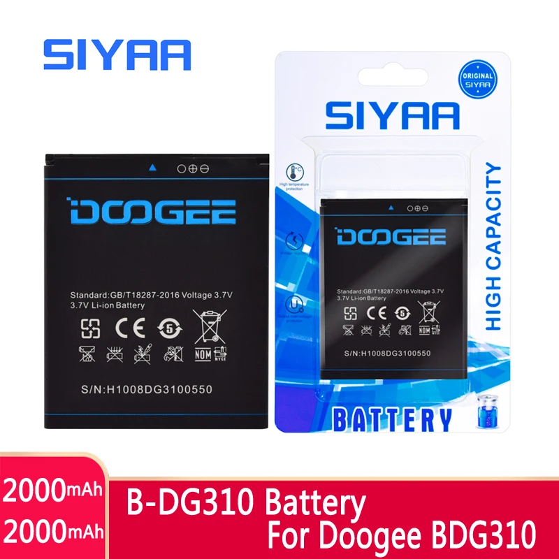 Оригинальный SIYAA B-DG310 Батарея для DOOGEEB DG310 высокое Ёмкость 2000 мАч Замена