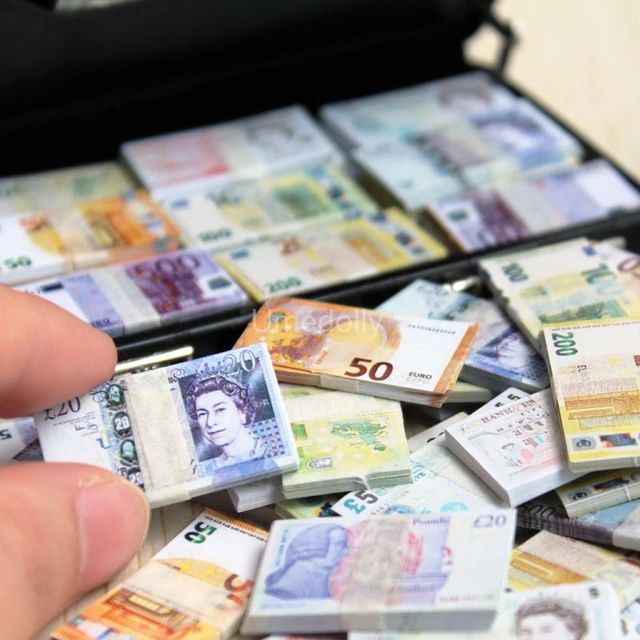 1/12 Scale Dollhouse Mini Dollars Euro British Pound Banknotes Model Miniature Items for Barbies OB11 Doll House Accessories Toy 6