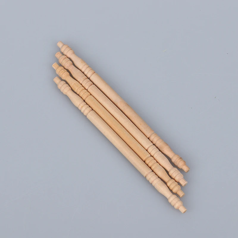 4Pcs 11.9cm Dollhouse Miniature Wood Railing Accessories Small Column Model Toys Furniture Toys wood pottery tools stamp column wooden stamps clay stamper natural wood stamps