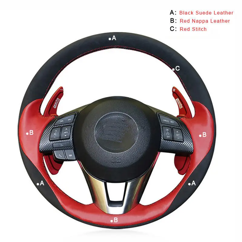 Suede and Nappa Автомобильная оплетка на руле для Mazda 3 Axela Mazda 6 Atenza Mazda 2 CX-3 CX-5 Scion iA DIY Авто оплетка крышки - Название цвета: Suede and Nappa