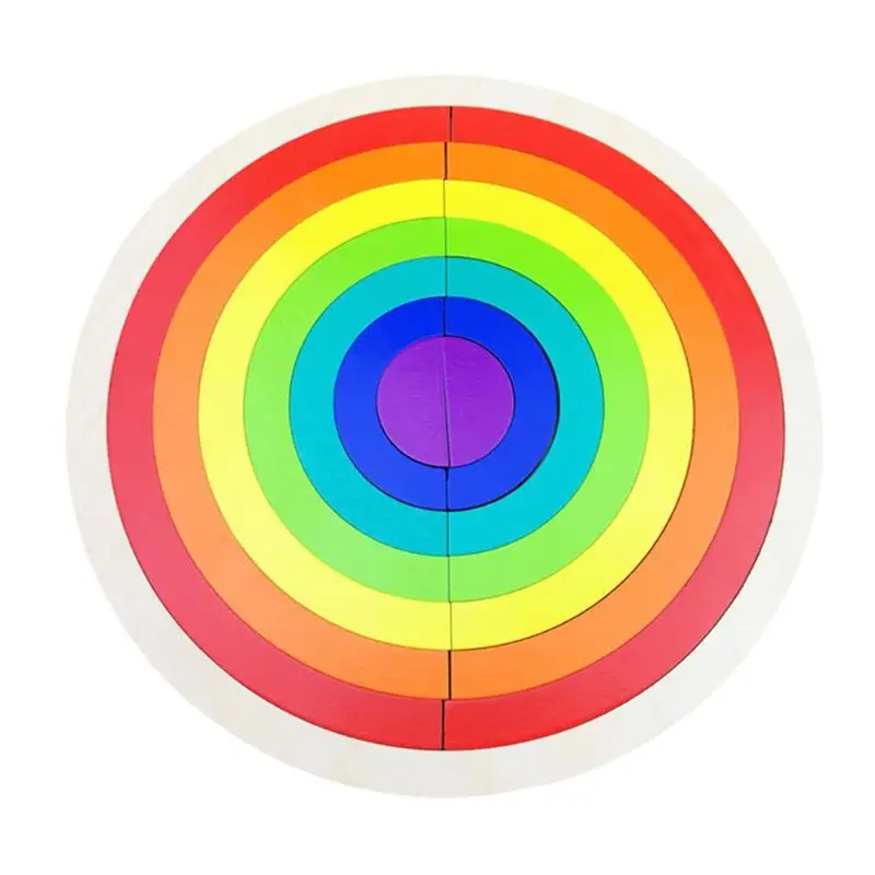 Greatest  Wooden block rainbow kids children building blocks wooden toys baby early learning montessori educa