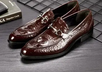 

pattern Men slip-on Crocodile handmade dress Shoes Genuine Leather pointed toe oxford For Men New men Business Casual shoes