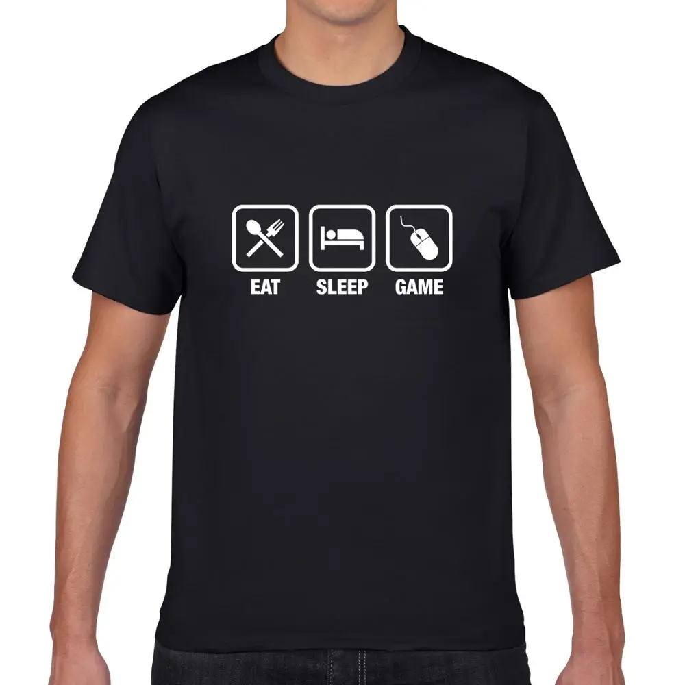 

Men's T Shirts 100% Cotton Short Sleeve Eat Sleep Game Printing Fashion Funny Unisex T-shirts Gamer's Tee Shirt