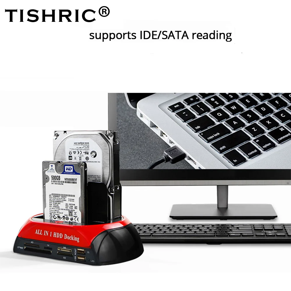 Ceny TISHRIC wszystko w jednym zewnętrzny dysk twardy SATA IDE podwójny HD stacja dokująca HDD USB 2.0 eSATA 2.5 3.5 dysk twardy czytnik dysku obudowa pudełko dla HP