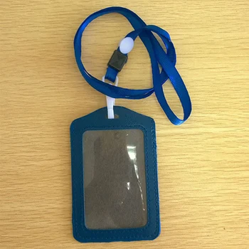 

Business Credit Card Holders Cards Case PU Leather Neck Strap Card ID Holder Identity Badge with Lanyard Bank