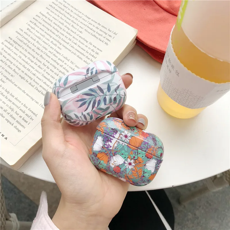 INS/Лидер продаж листья цветы Пластиковые защитные наушники чехол для Apple Airpods Pro