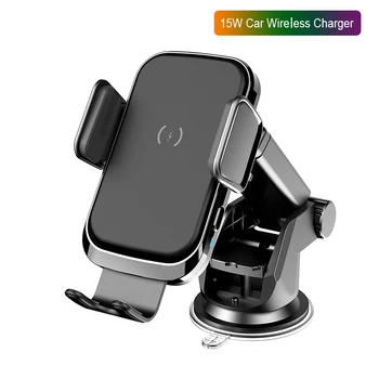 

Car 15W Wireless Fast Charging Stand Holder for iPhone Car Wireless Quick Charger Bracket for Samsung