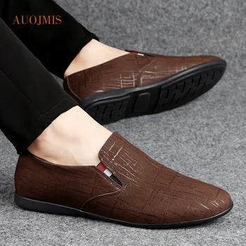 

AUOJMIS Leather peas shoes summer fashion business casual set foot dad shoes England low cut shoes men lazy shoes one foot shoes
