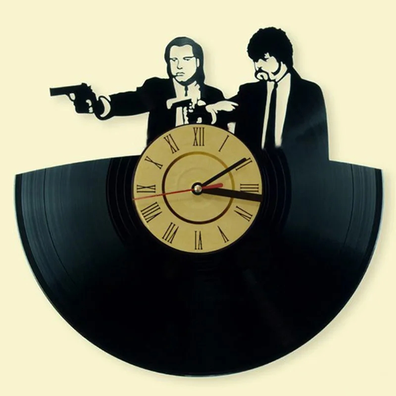 Best New Creative Novelty Living Room Vintage Retro Vinyl Wall Clock Pulp Fiction CD Record Clock Large 3D Home Decor Watch