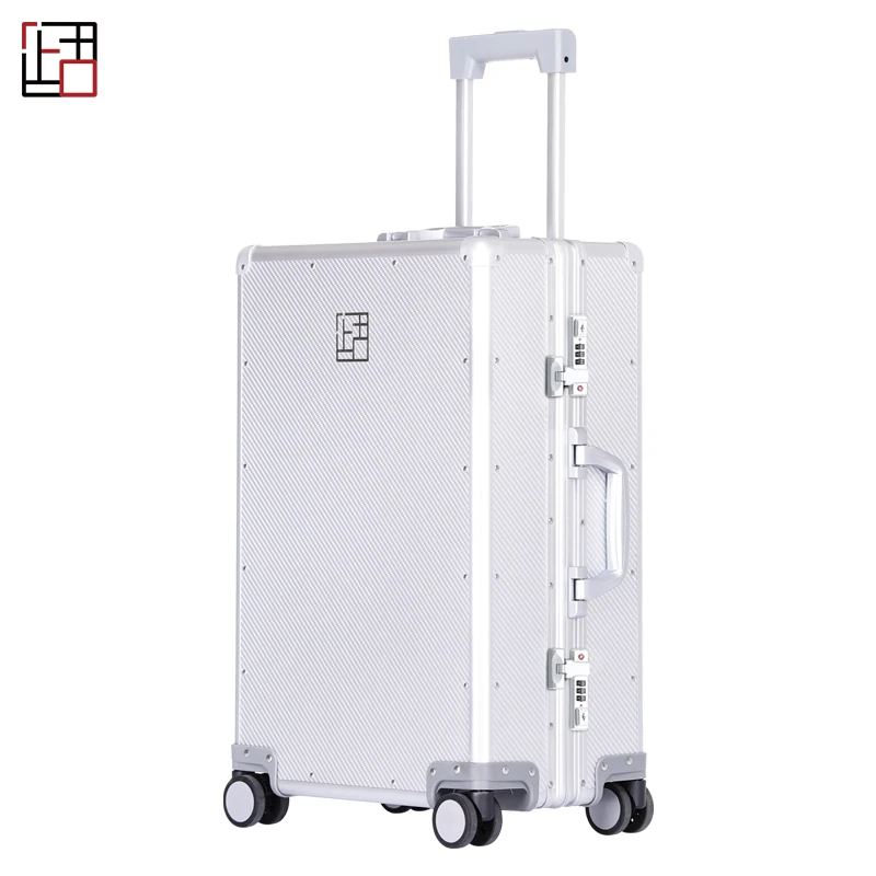 Brand Luxury New Design Carry On Suitcase Aluminum Magnesium Alloy Travel Rolling Luggage Silent Boarding Case TSA Lock