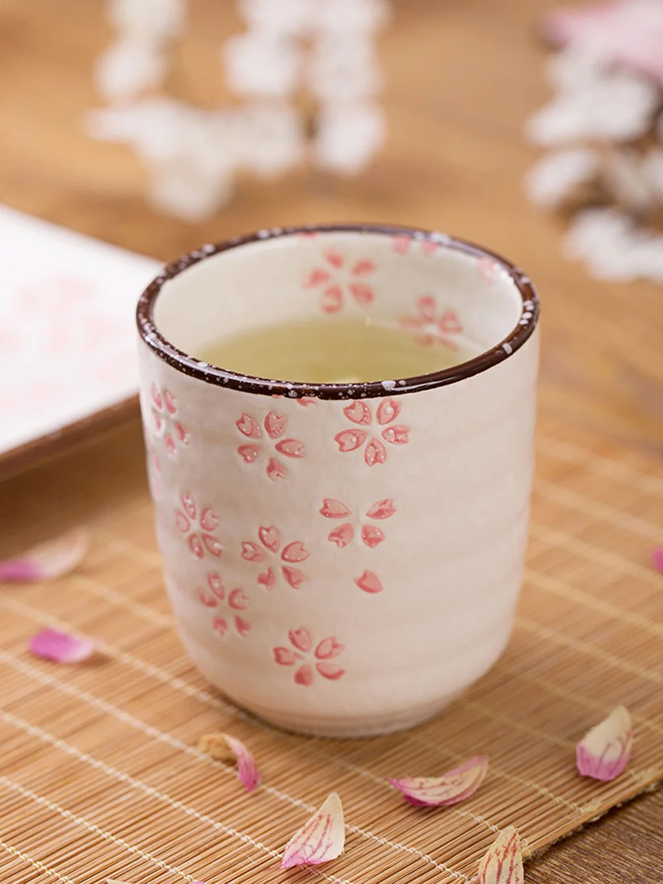 Japanese-Style Kung Fu Tea Ceramic Underglaze Porcelain Tea Cup Home Owner Sub-Cup Glass Cup Pink White
