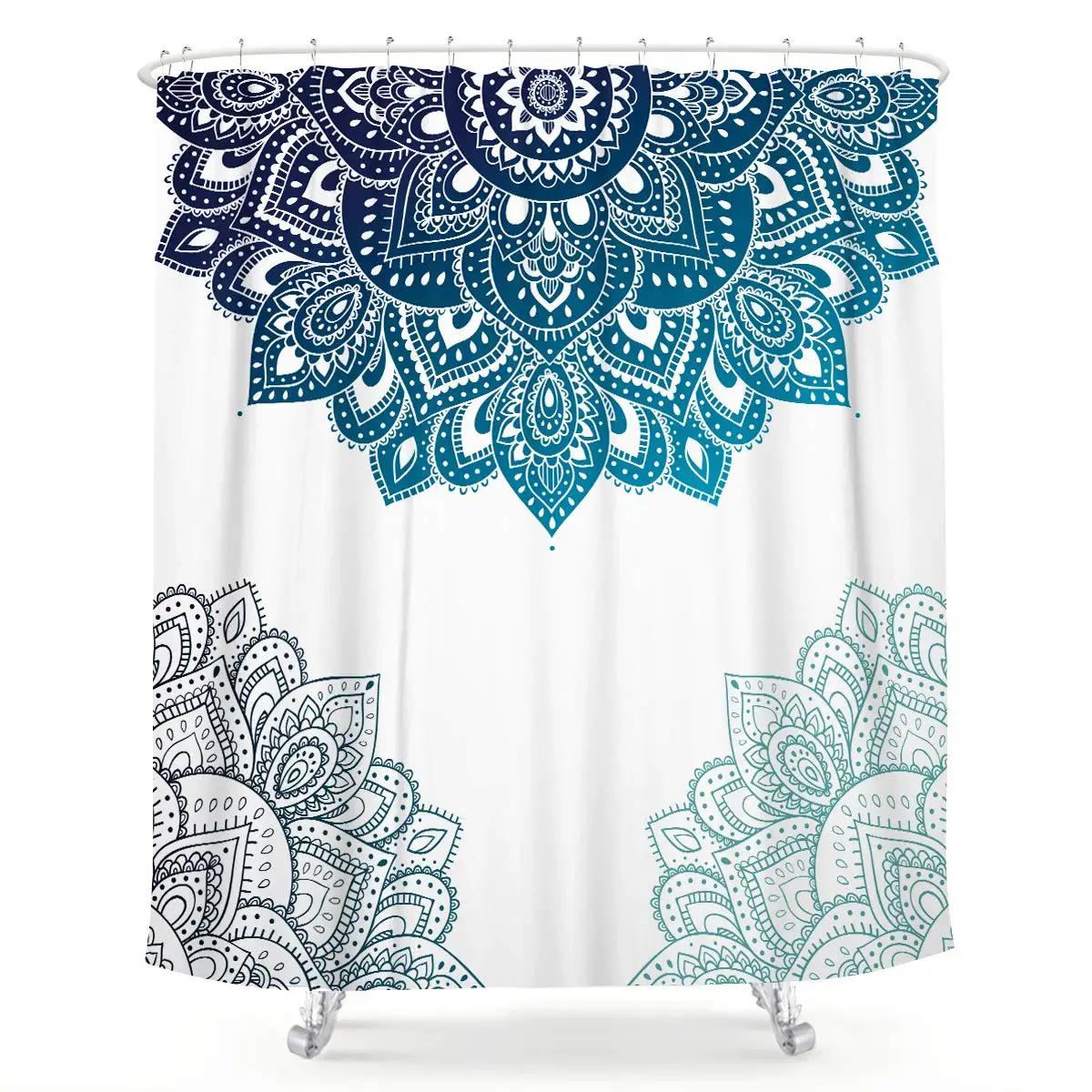

Henna Mandala Shower Curtain South Asian Blue White Flower Bathroom Decor Fabric for Bathtub 72x72 Inch 12 Pack Plastic Shower