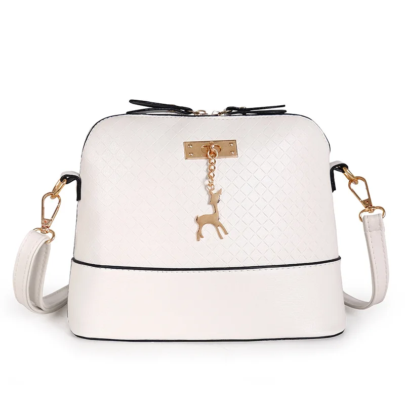 

Women Messenger Bags Causal Mini PU Leather Bag With Deer Toy Shell Shape Bag Women Shoulder Bags Vintage Creasing Small Bag New