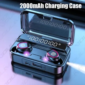

2000mAh Power Bank TWS Bluetooth 5.1 Earphone LED Digital Display Wireless Headphone Stereo Waterproof Headsets with Flashlight