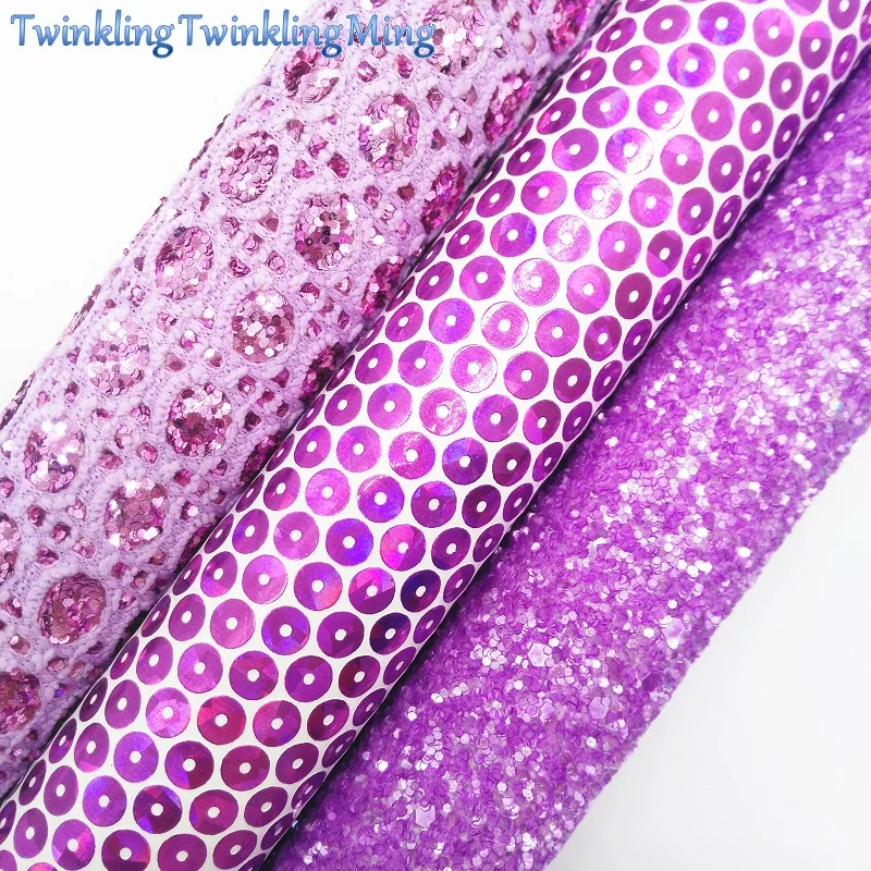

Purple Glitter Fabirc, Iridescent Faux Leather Fabric,Synthetic Leather Fabric Sheets For Bow A4 8"x11"Twinkling Ming XM407