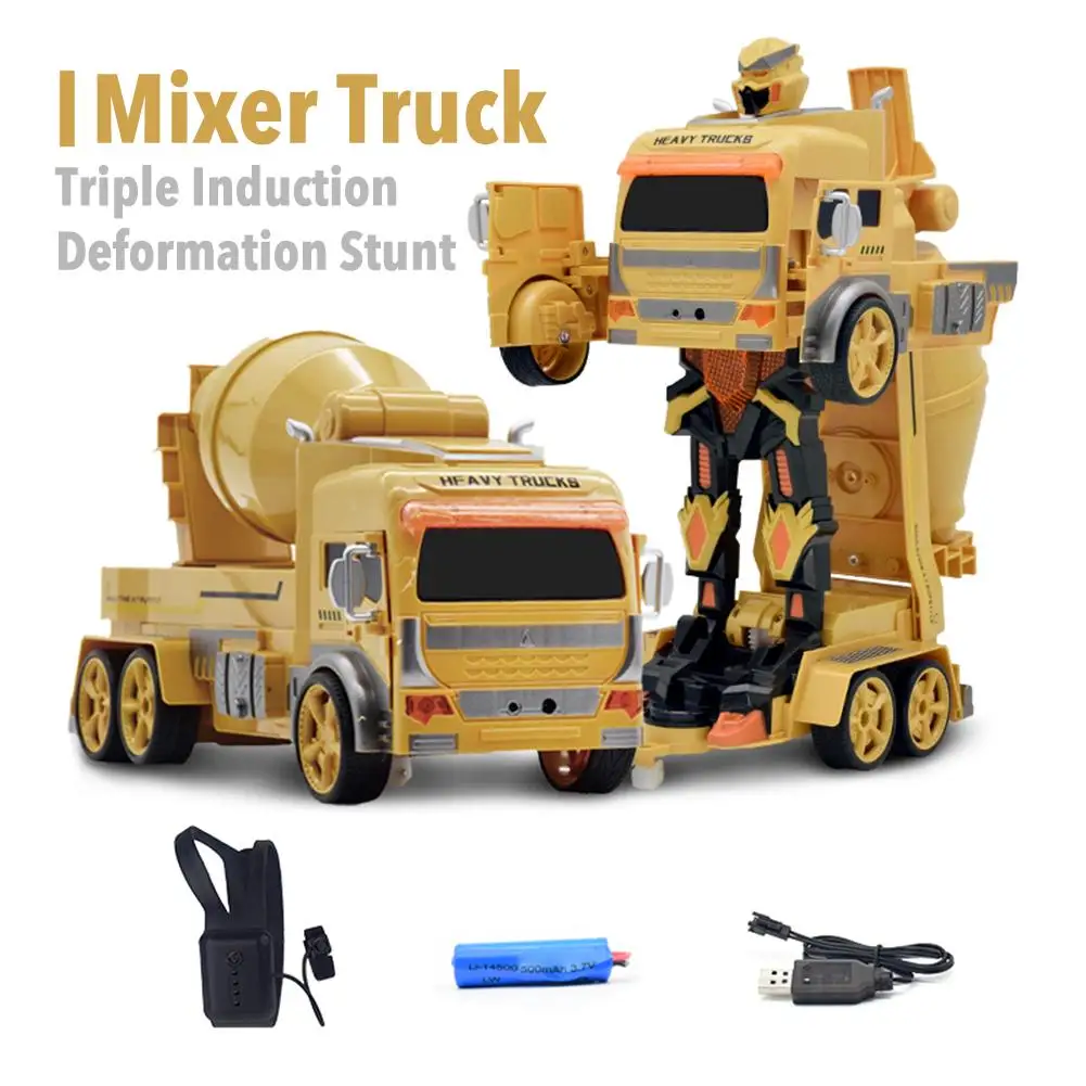 

Remote Control Engineering Vehicle 1:12 Mixer Truck Watch Gravity Gesture Sensing Truck With Light Music RC Car Toys For Kids