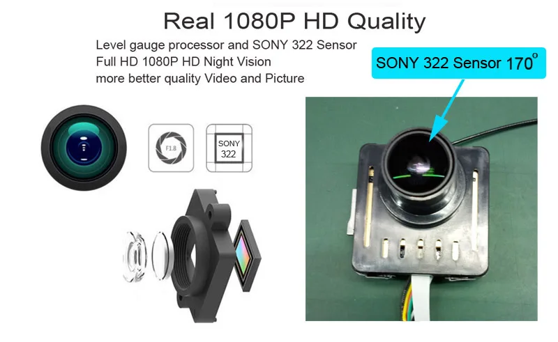 Автомобильный видеорегистратор 1080P HD Wi-Fi с управлением через ...