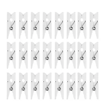 

100pcs White Mini 2.5cm Wooden Paper Clips Clothespin Clips Picture Photo Clips Cable Clips Pictures Organizer Clips For Party