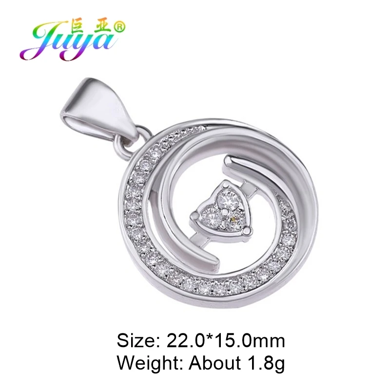 Juya Micro Pave Циркон золото/серебро/розовое золото Любовь Подвеска в виде сердца поставки для женщин модные ювелирные изделия - Окраска металла: White Gold